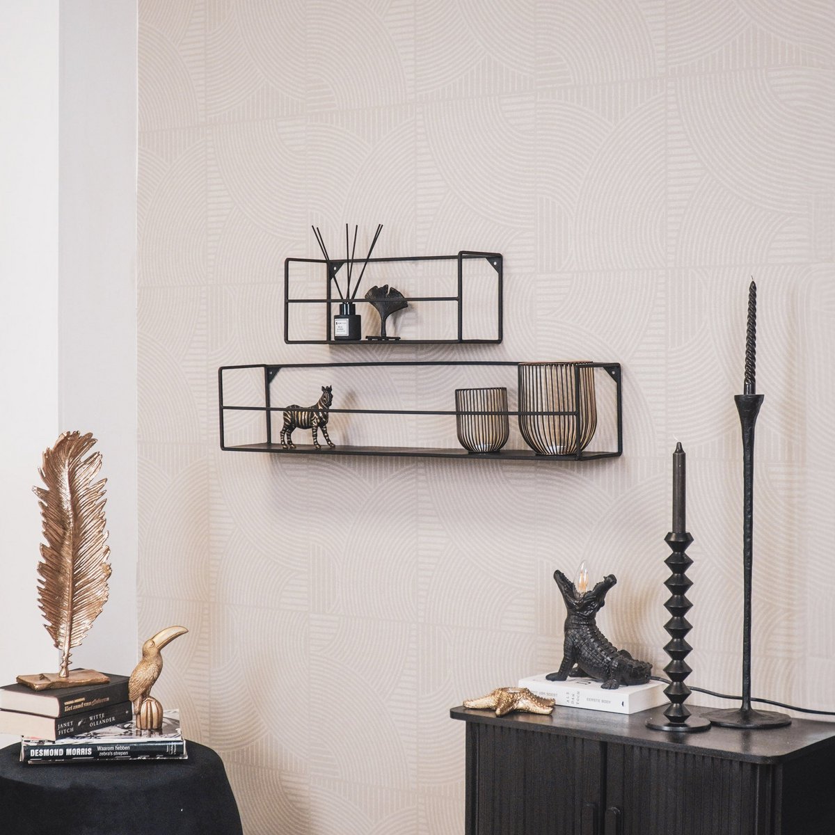 Set van 2 Wandplanken Zwart – Metaal | Housevitamin