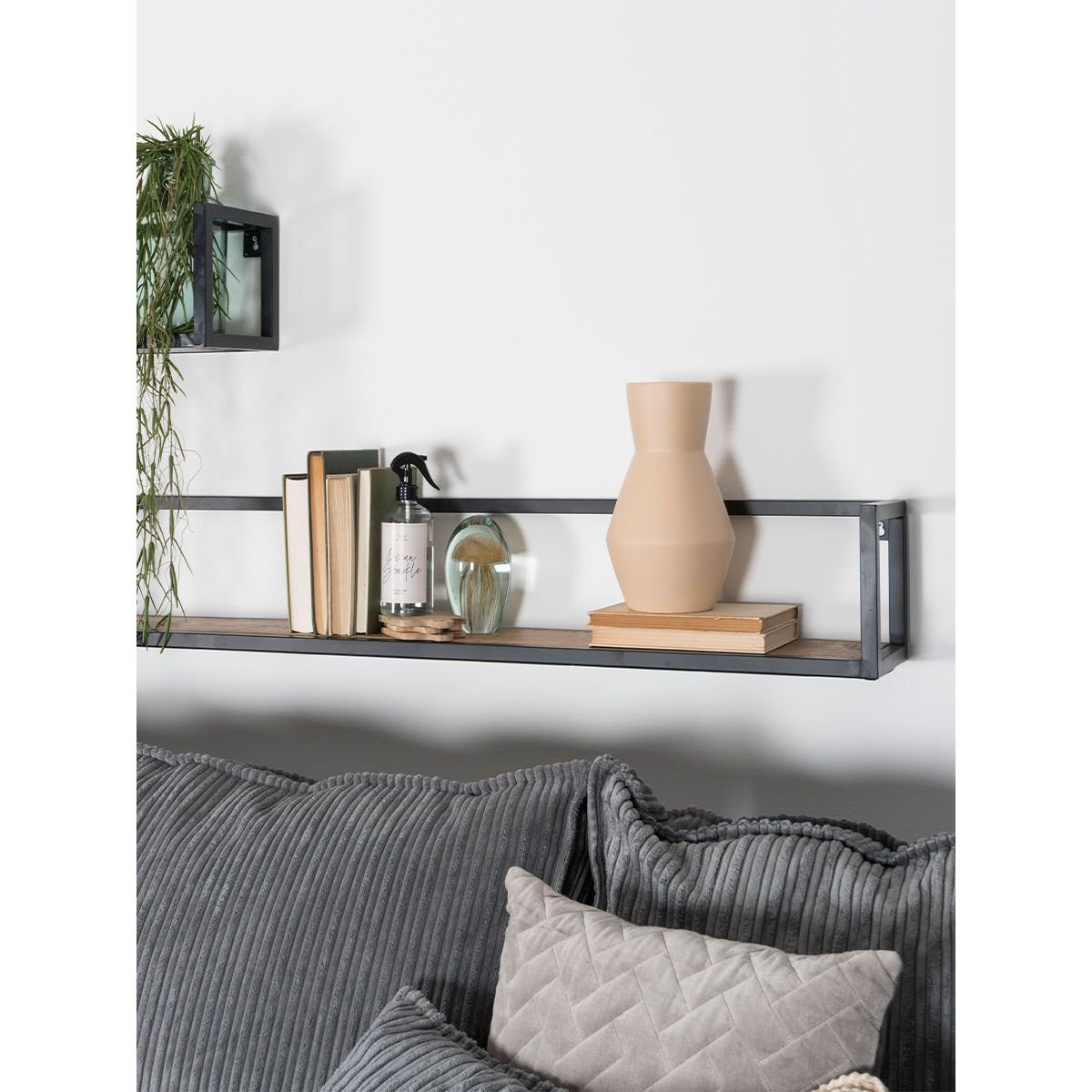 Wandplank Vintage Zwart Mangohout - Set van 3 Groot|woon-meubel.nl