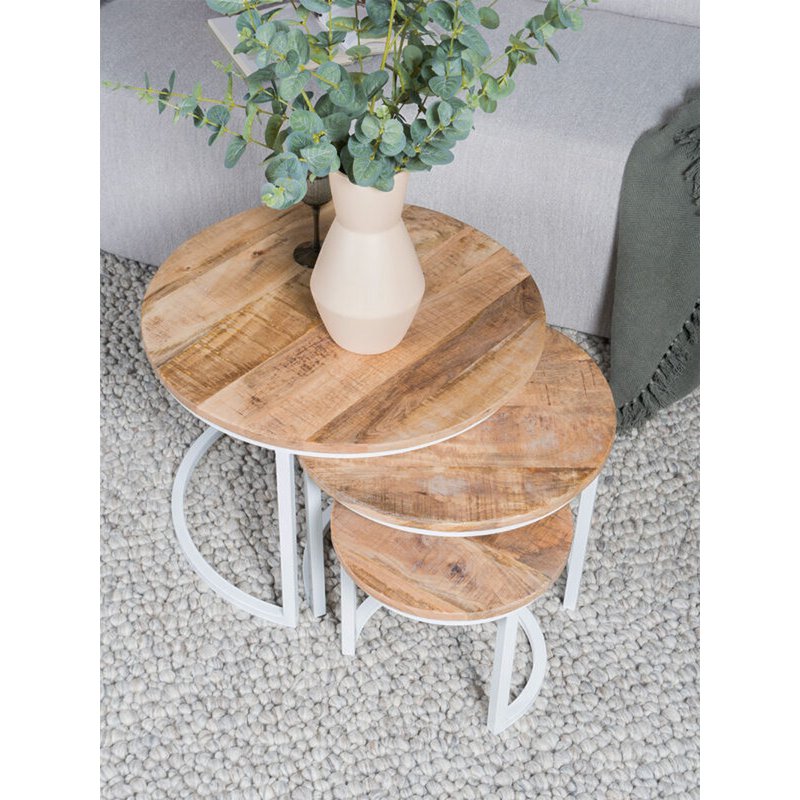 Coffee Table Set of 3 - Industrial Jan - White
