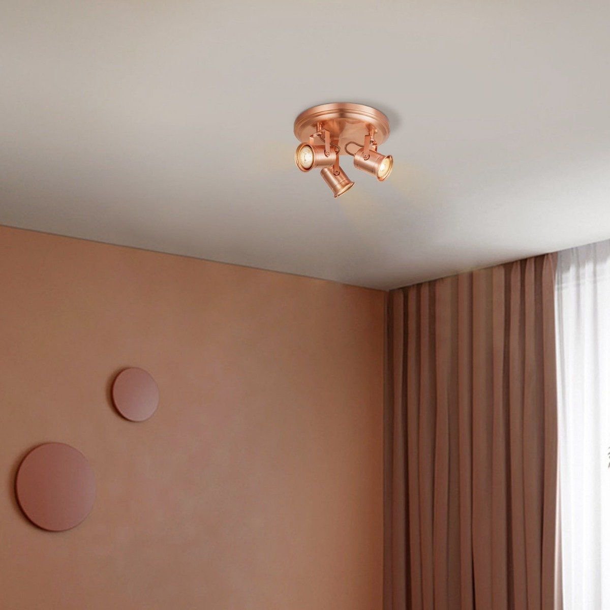 LED Surface-mounted spotlight Venn 3 - incl. dimmable LED lamp - Copper
