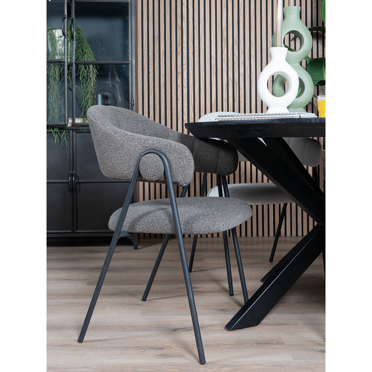 Eetkamerstoel Lio Brown, Bouclé, Luxe Design |woon-meubel.nl
