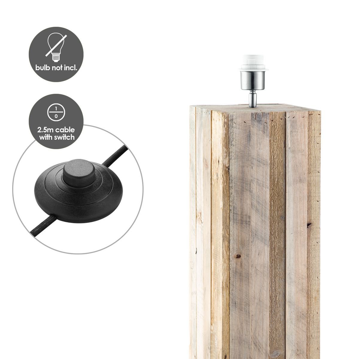 Tafellamp voet Luxor 19/19/78cm - natuurlijk |woon-meubel.nl