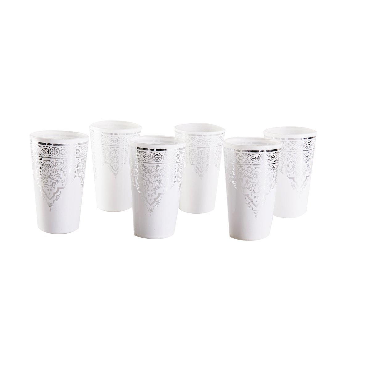 Luxe Theekopjes met Zilveren Rand - Set van 6 met houten schotel |woon-meubel.nl