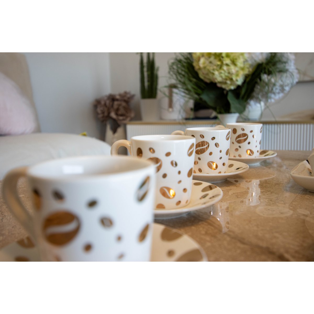 Koffiekopjes – Set van 4 – Blauw Porselein – 80 ml – Elegant Design