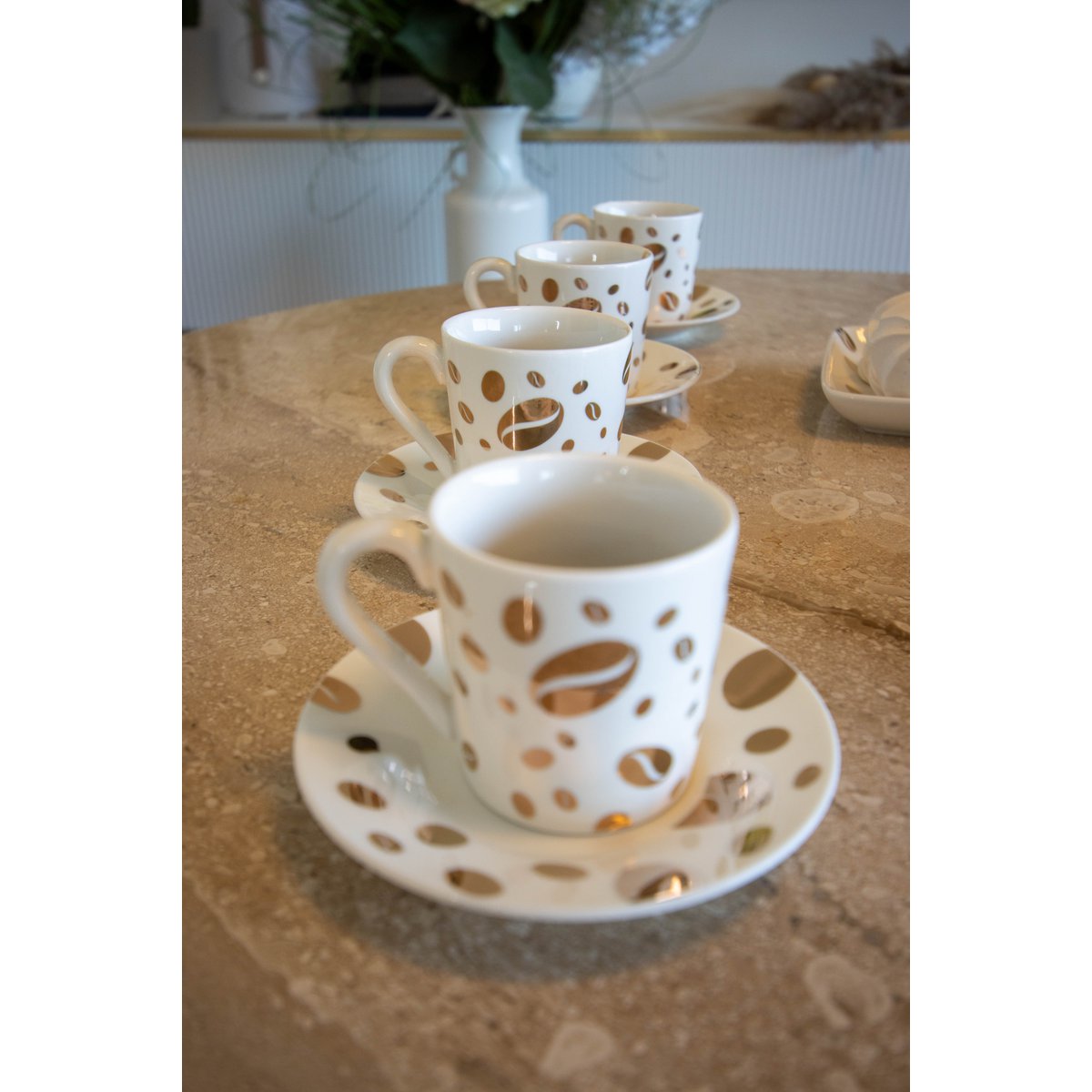 Koffiekopjes – Set van 4 – Blauw Porselein – 80 ml – Elegant Design