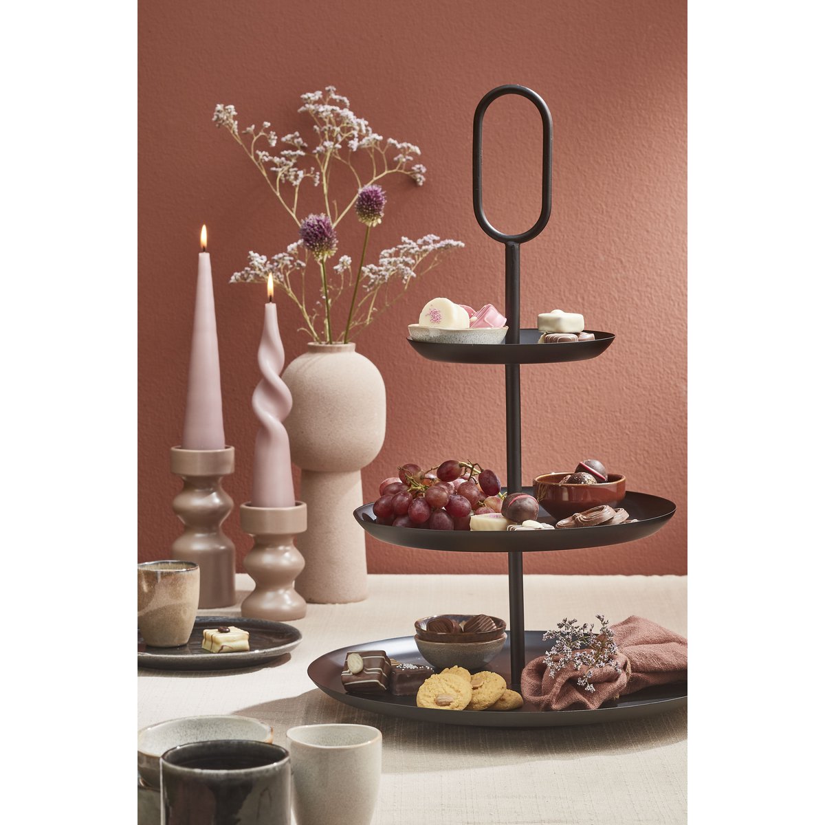 Rama Etagere 3 Layers - H55 x Ø38 cm - Metal - Black