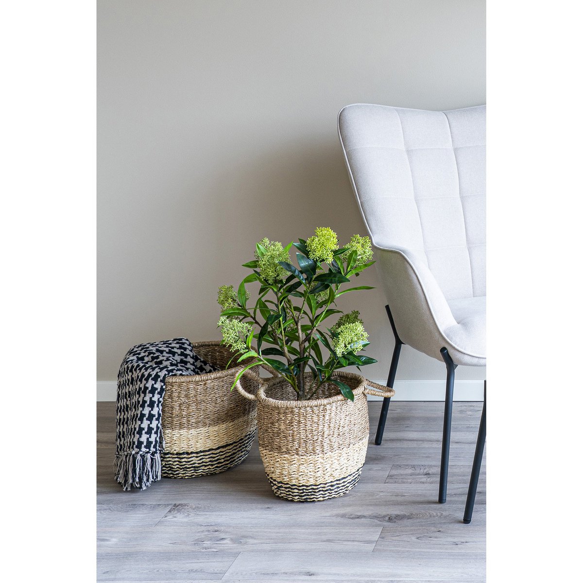 Zijruit - Plaid, zwart/beige