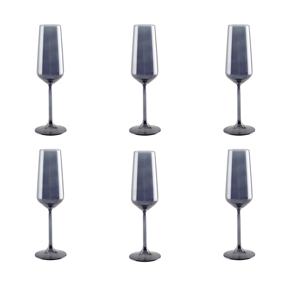 Black Champagne glazen - Set van 6 |woon-meubel.nl
