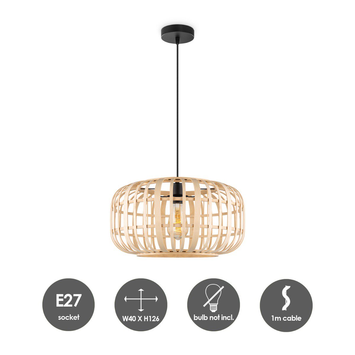 Boheemse Hanglamp Bamboe Lampenkap 40 x 126 cm |woon-meubel.nl