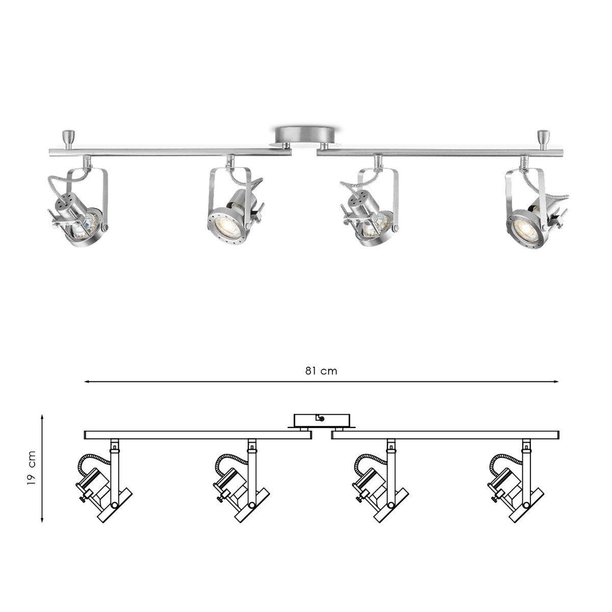 LED Surface-mounted spotlight Robo 4 - dimmable - brushed steel