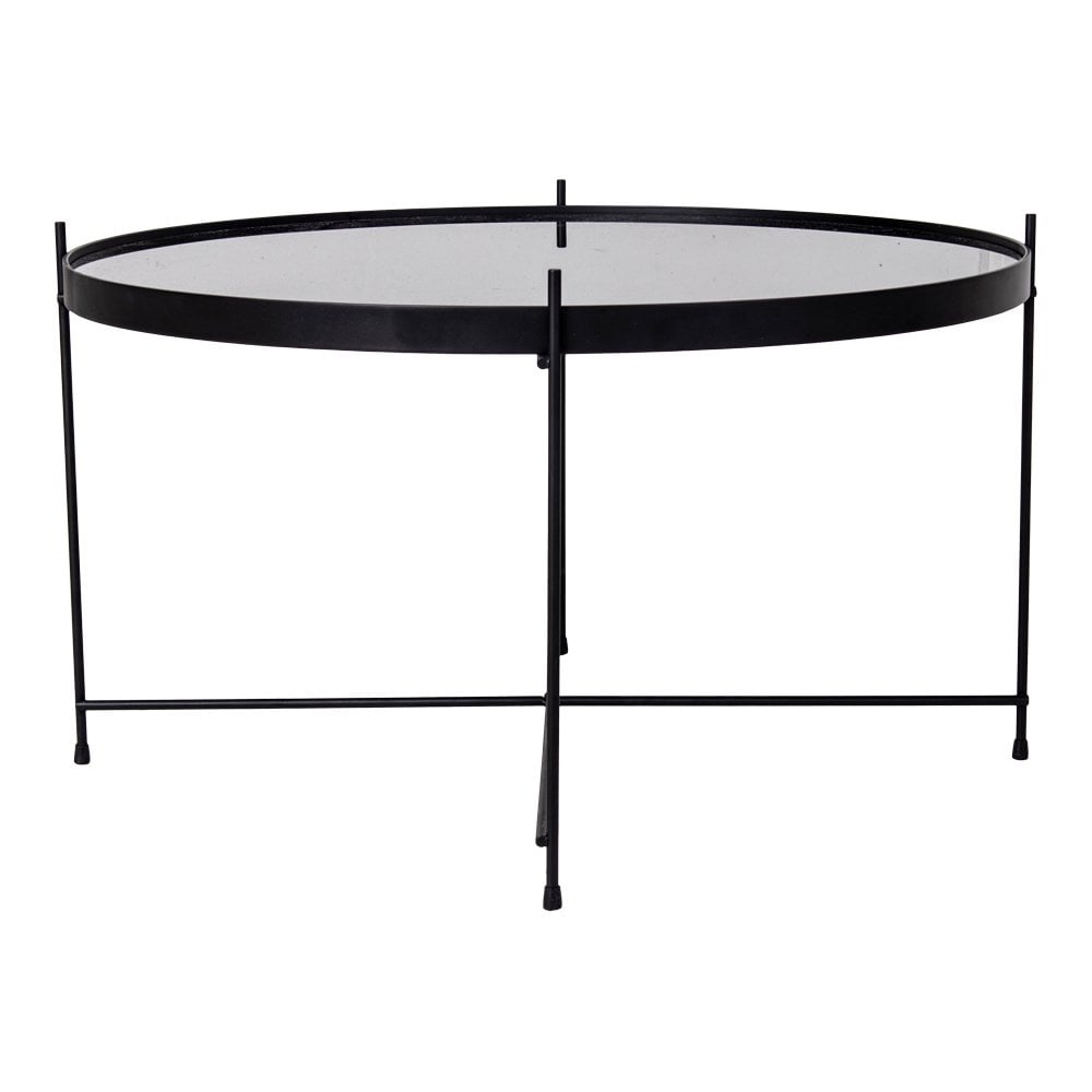 Venezia Salontafel - Salontafel zwart staal met glas ø70 |woon-meubel.nl