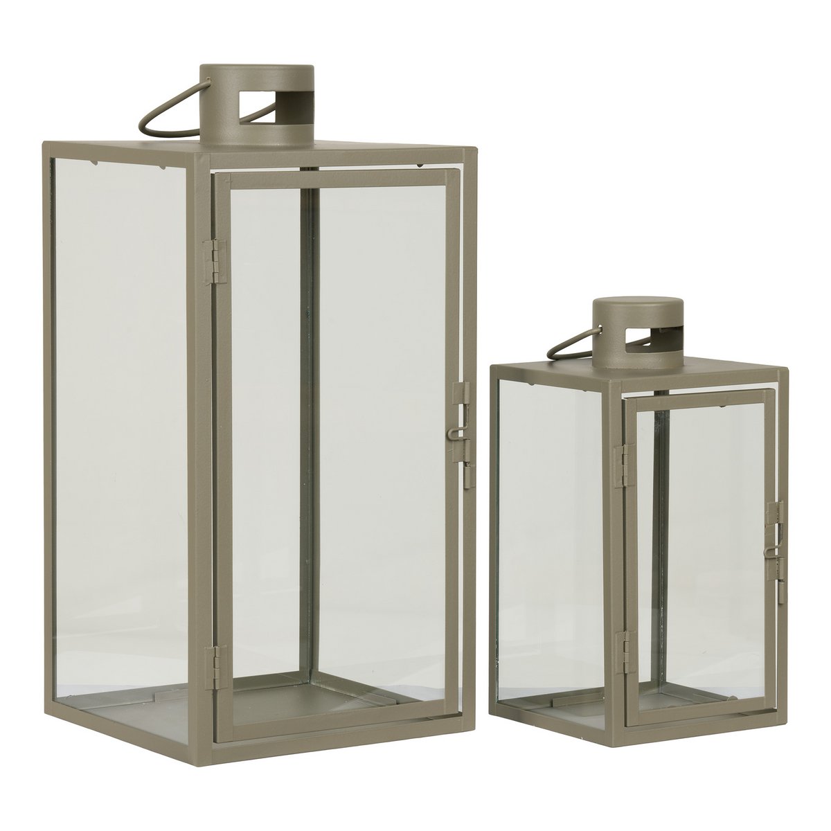 Corfu Lantaarns - Groen, Staal, Glas - Set van 2