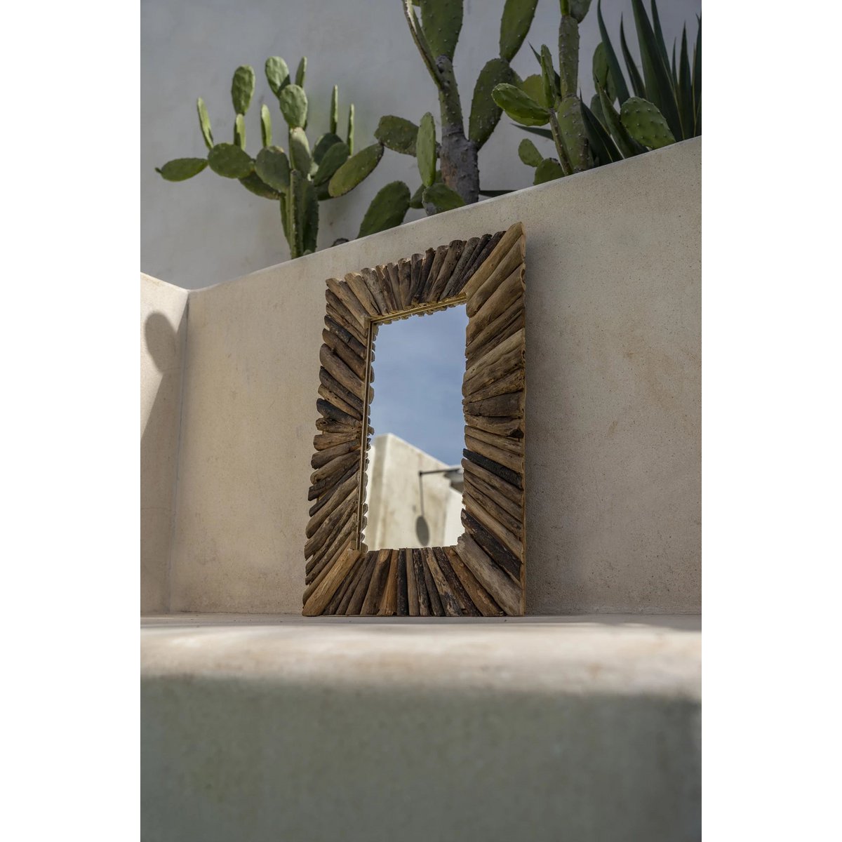 De Driftwood Framed Spiegel handgemaakte - Naturel - M |woon-meubel.nl