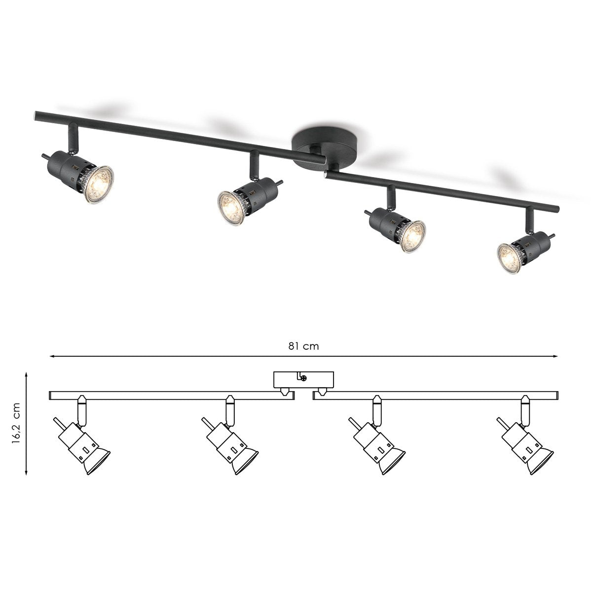 LED Opbouwspot Cilindro 4 - dimbaar - Zwart |woon-meubel.nl