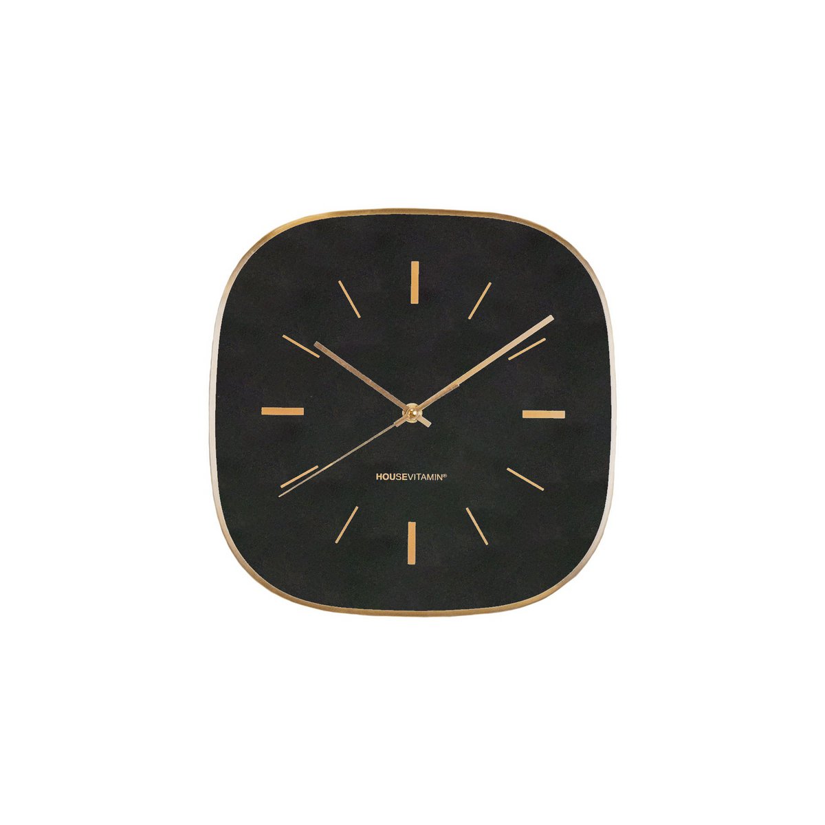 Wandklok Zwart Goud – 30 cm – Modern Design – Glas & Kunststof