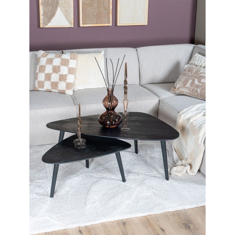 Jamal Coffee Table – Black Mango Wood – Set of 2