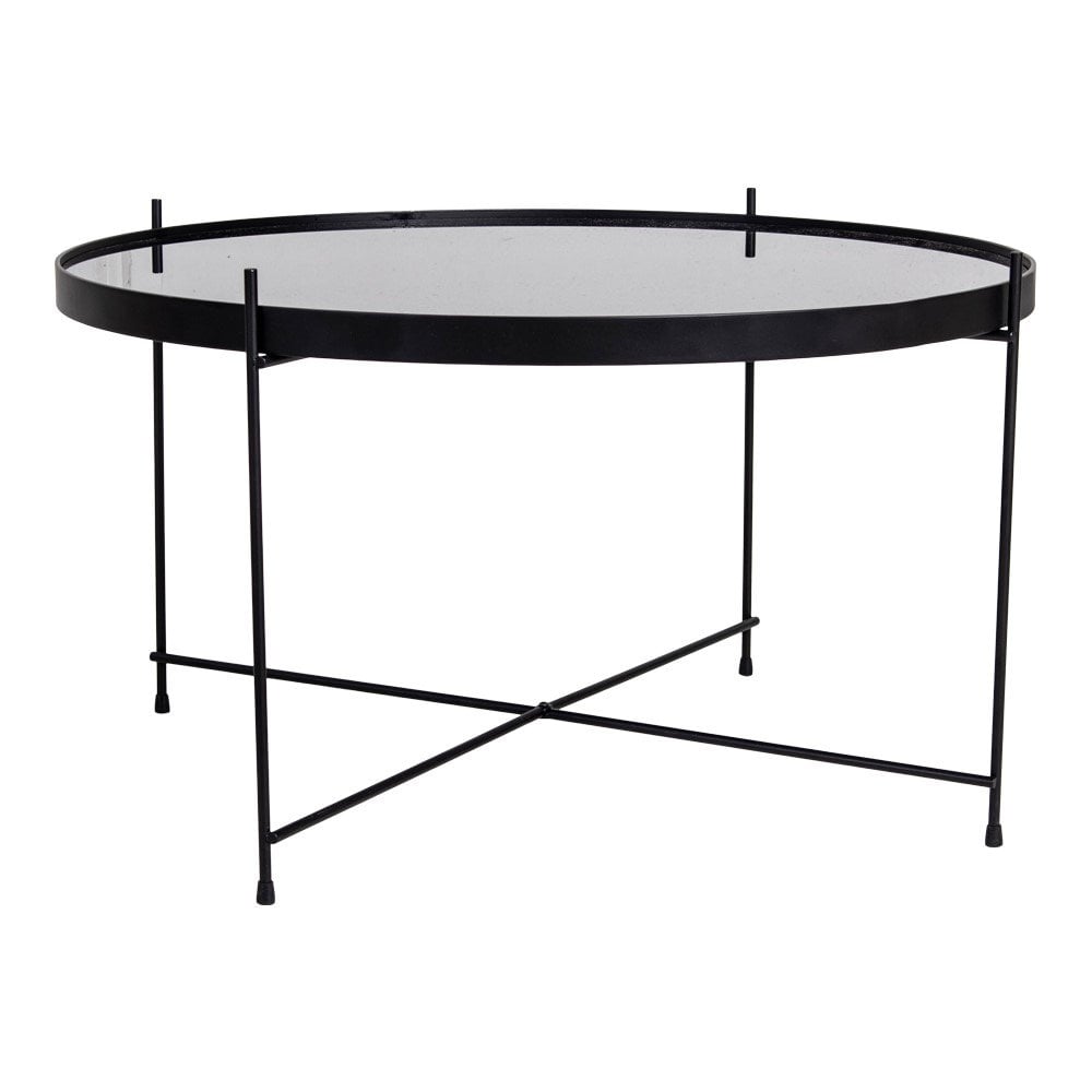 Venezia Salontafel - Salontafel zwart staal met glas ø70 |woon-meubel.nl