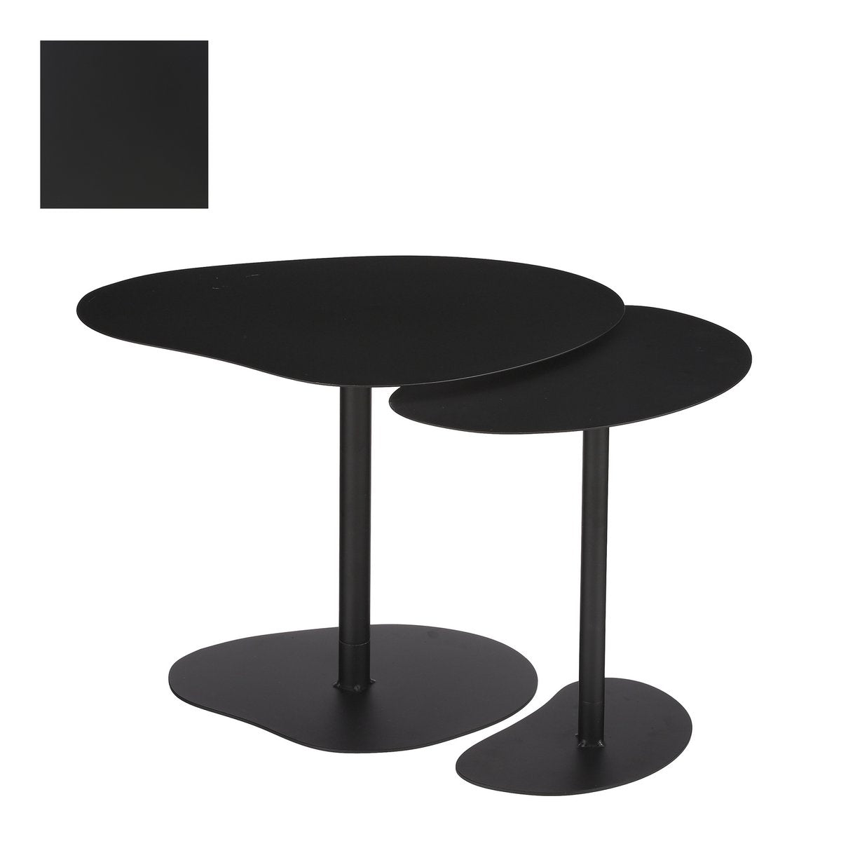 Bijzettafel, Set van 2, L55xB41xH40cm, Metaal, zwart|woon-meubel.nl