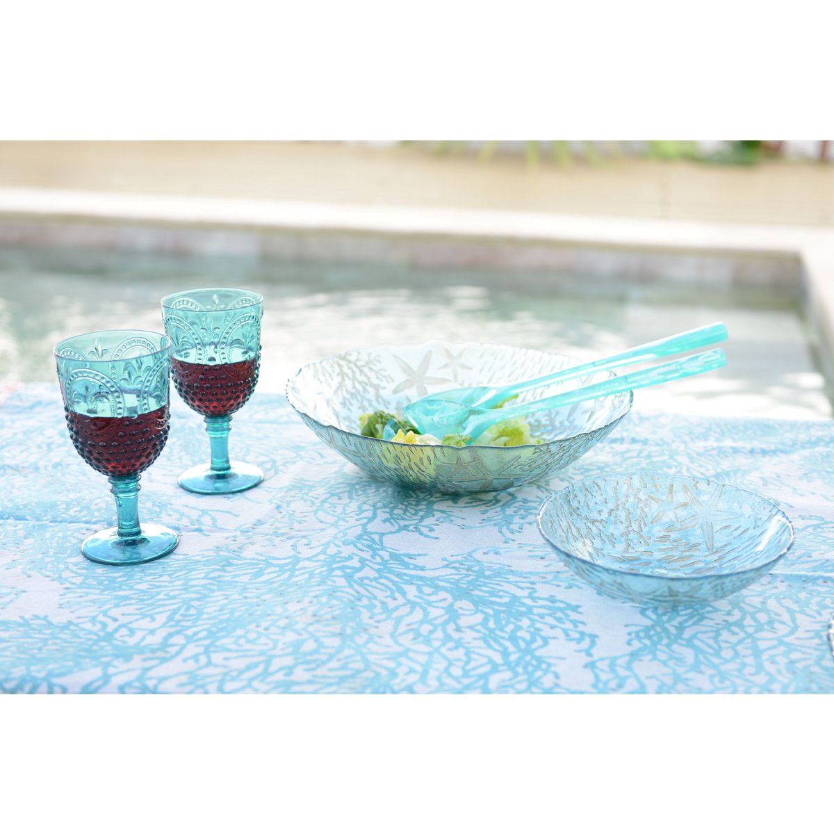 Blauwe Zeeglas Saladekom Ø33cm – Aulica | woon-meubel.nl