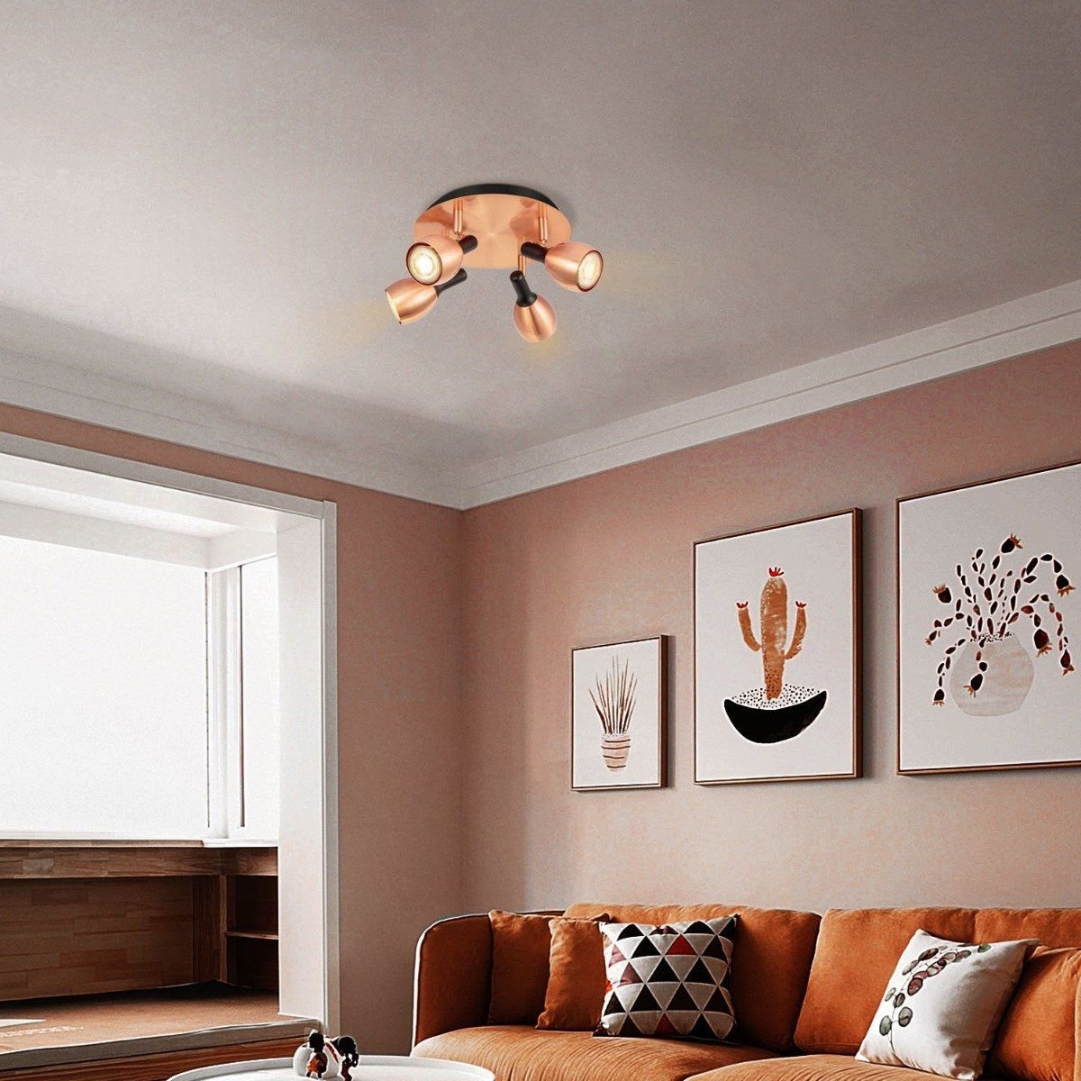 LED Surface-mounted spotlight Novi 4 - incl. dimmable LED lamp - Copper
