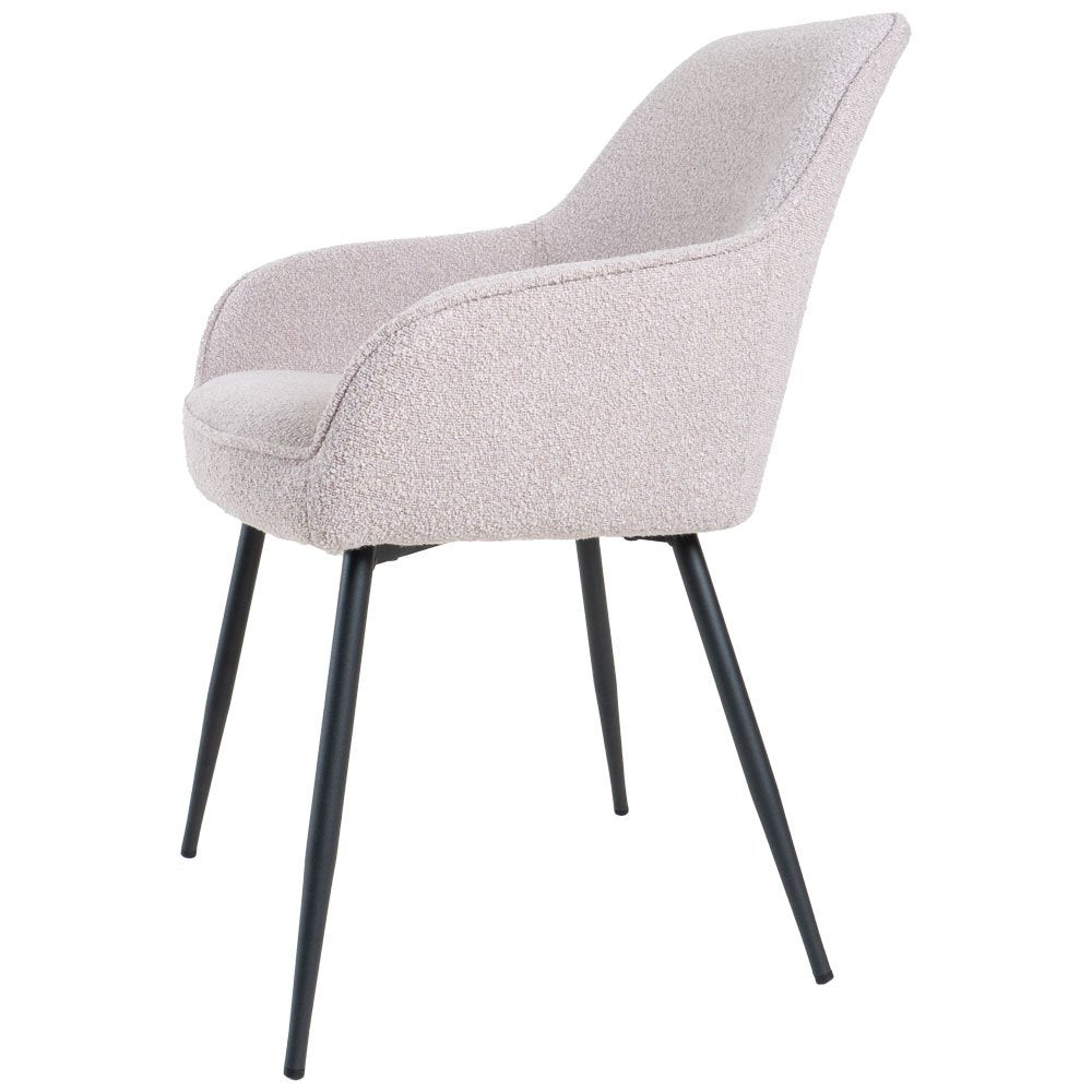 Eetkamerstoel Fenna – Bouclé – Naturel luxueuze bekleding |woon-meubel.nl