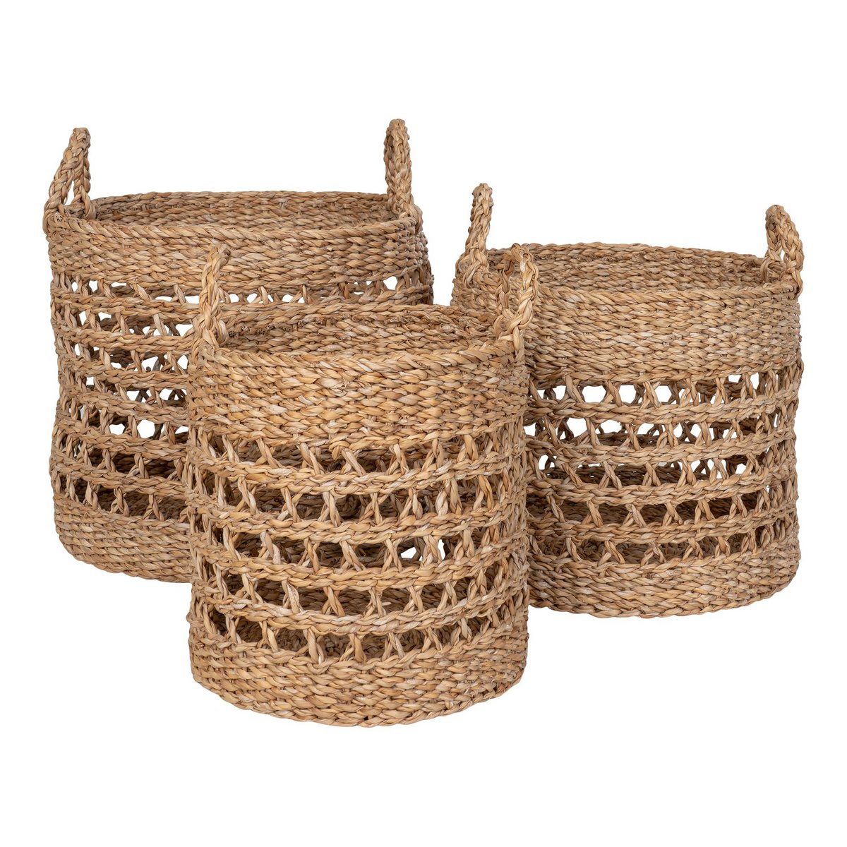 Balok Basket - Mand, zeegras, naturel/zwart, set van 3 |woon-meubel.nl