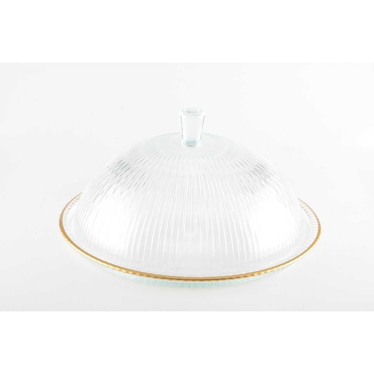 Aulica Glazen Cakestolp met Gouden Rand – 32 cm