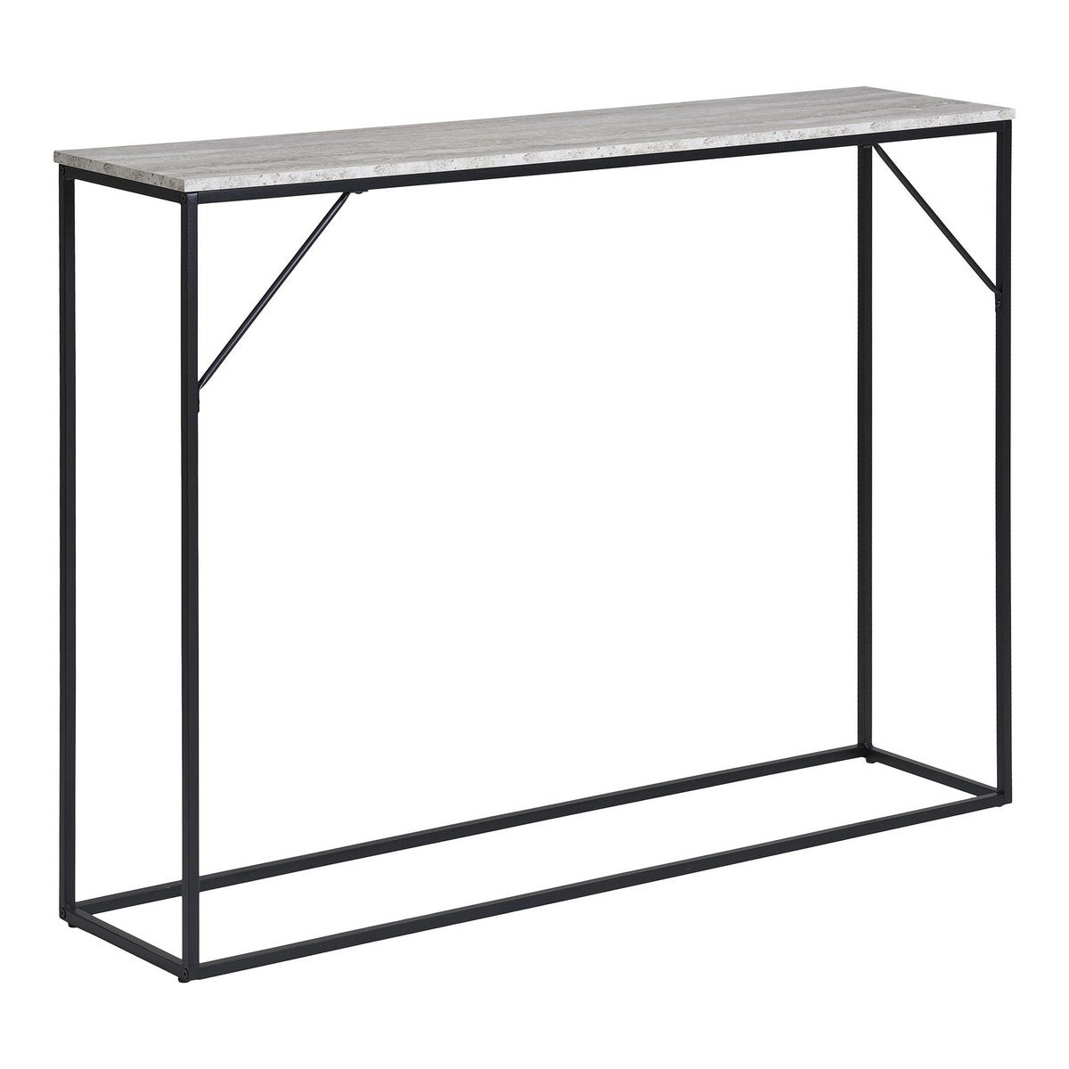 Vita Console table - travertine look, black, 110x26x80cm