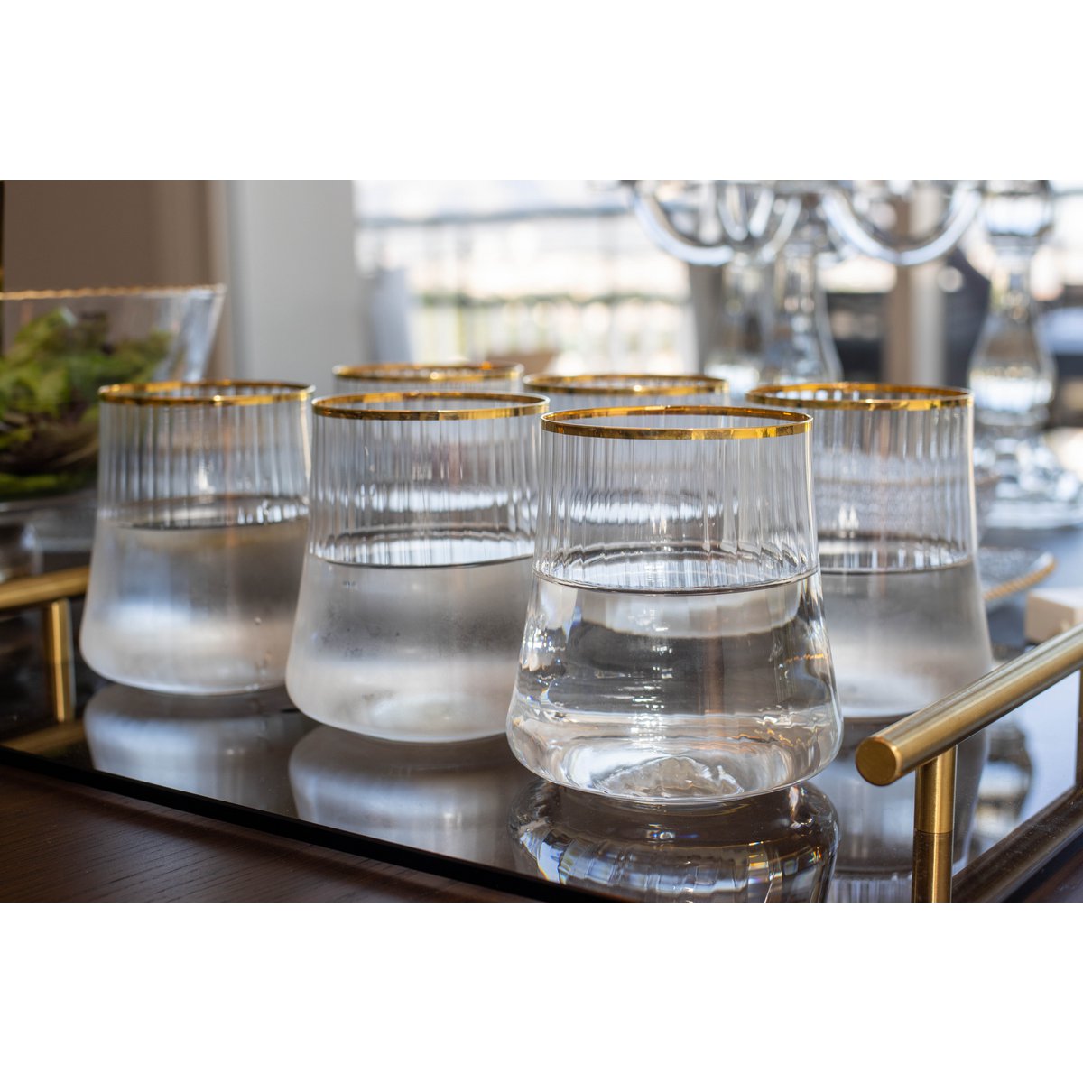 Waterglazen met Gouden Rand – Set van 6 – 350 ml – Luxe
