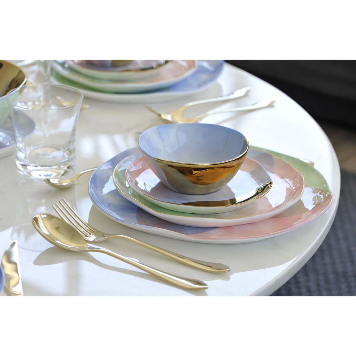 Aulica Tricolore Bord Ø26 cm – Porselein Multicolor |woon-meubel.nl