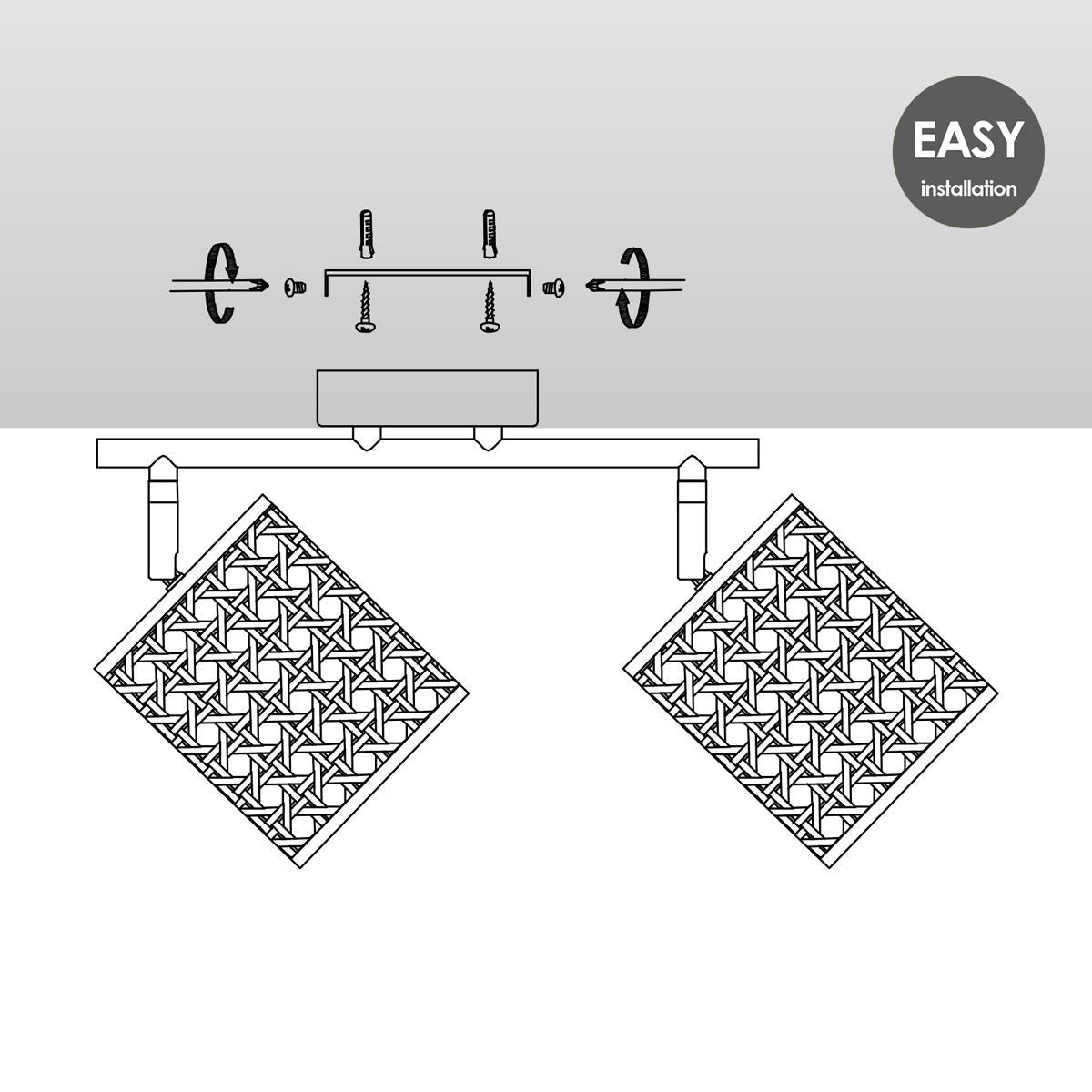 National LED Surface-mounted Spot Rattan 2L - Black