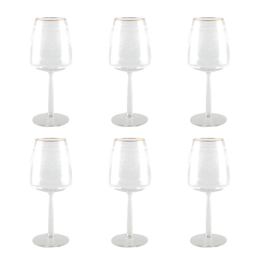 Set van 6 Arabisch Wijnglazen – Transparant met Goudrand |woon-meubel.nl