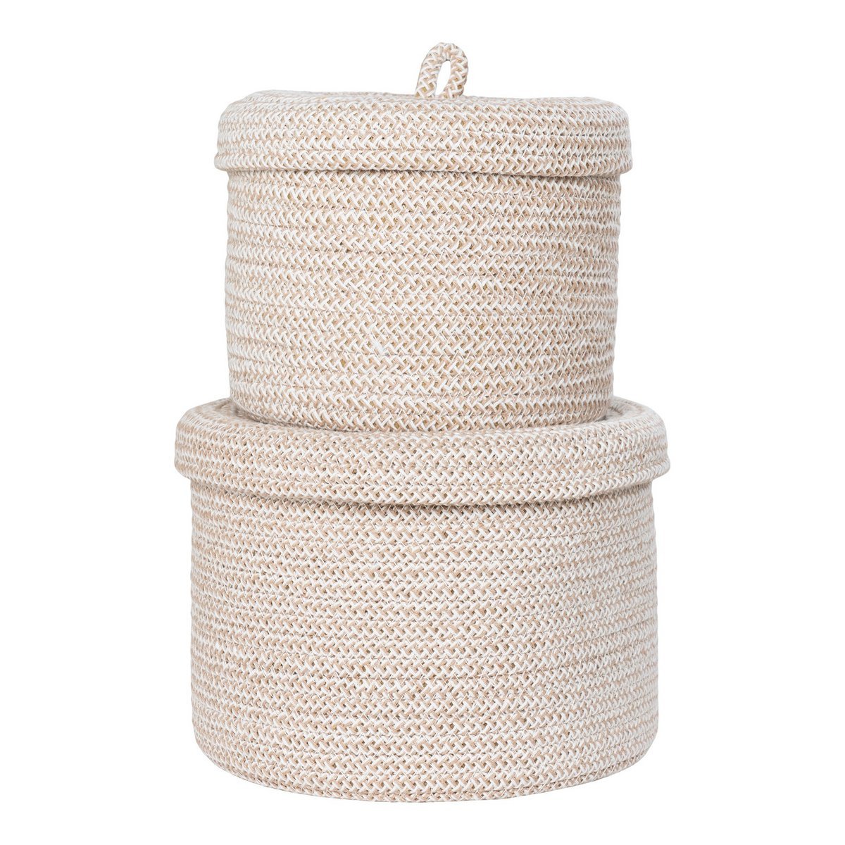 Panier Sebal - Panier avec couvercle, coton, beige, lot de 2