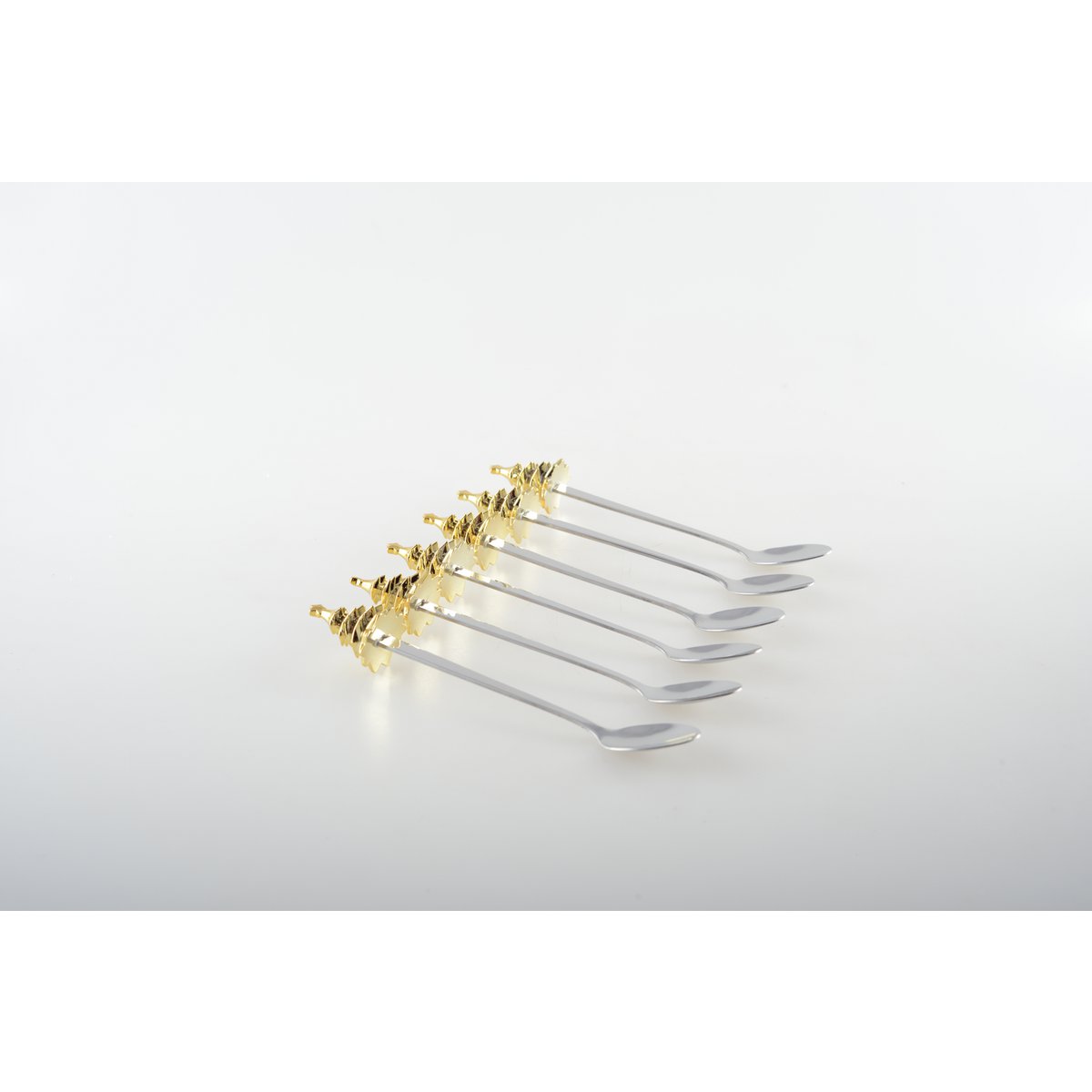 Gouden Fir Lepelset – Set van 6 Gouden Theelepels – Luxe Koffielepels