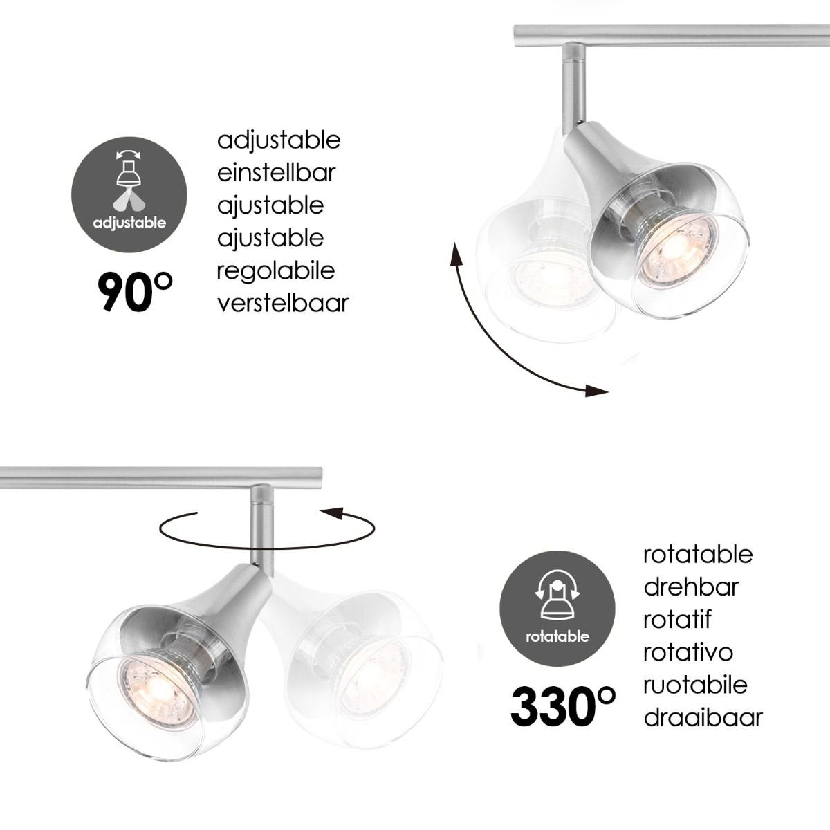 LED Surface-mounted spotlight Vaya 4 - incl. dimmable LED lamp - steel