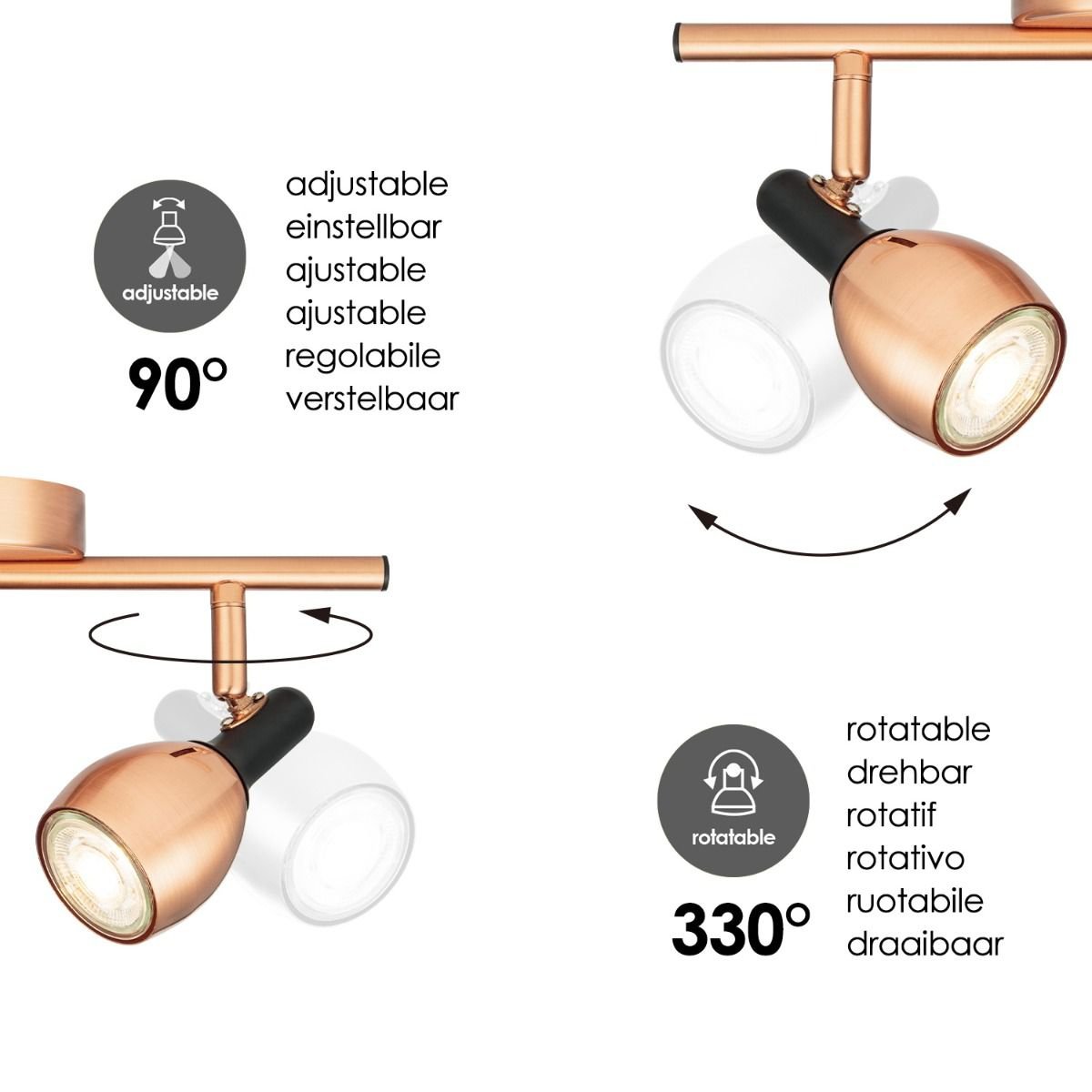 Home Sweet Home LED Surface-mounted spotlight Novi 2 - incl. dimmable LED lamp - Copper