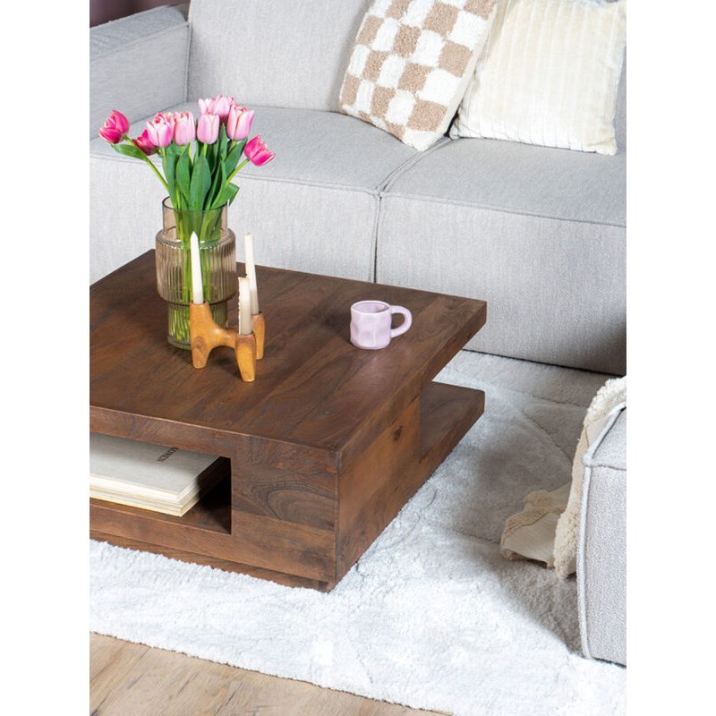 Salontafel Bram – Espresso Mangohout – 80 x 80 cm|woon-meubel.nl