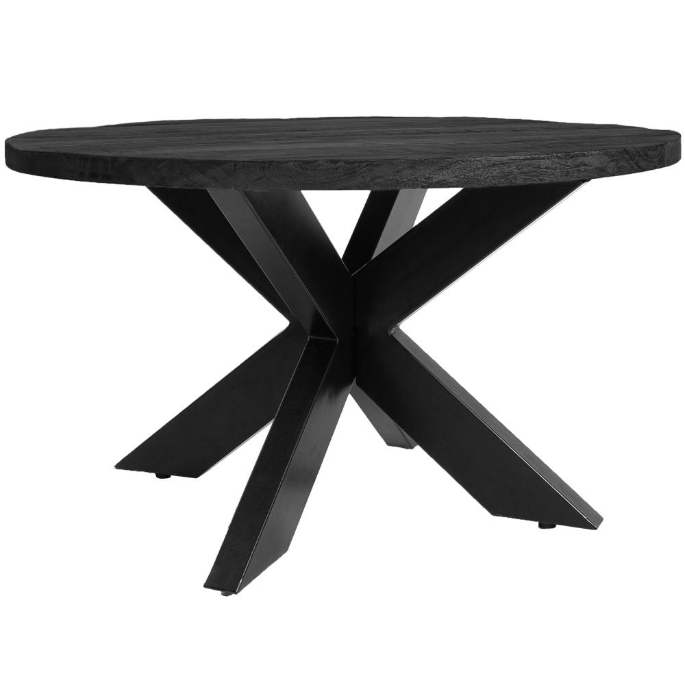 Salontafel Bob - Zwart Mangohout Spinpoot metaal |woon-meubel.nl