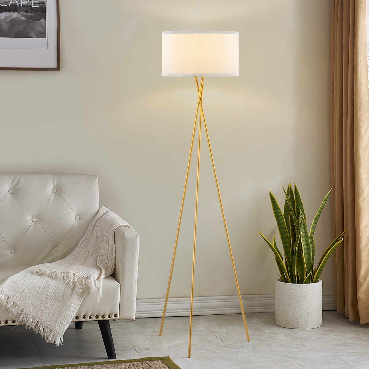 Modern Floor Lamp - Lampshade White - 53x53x138