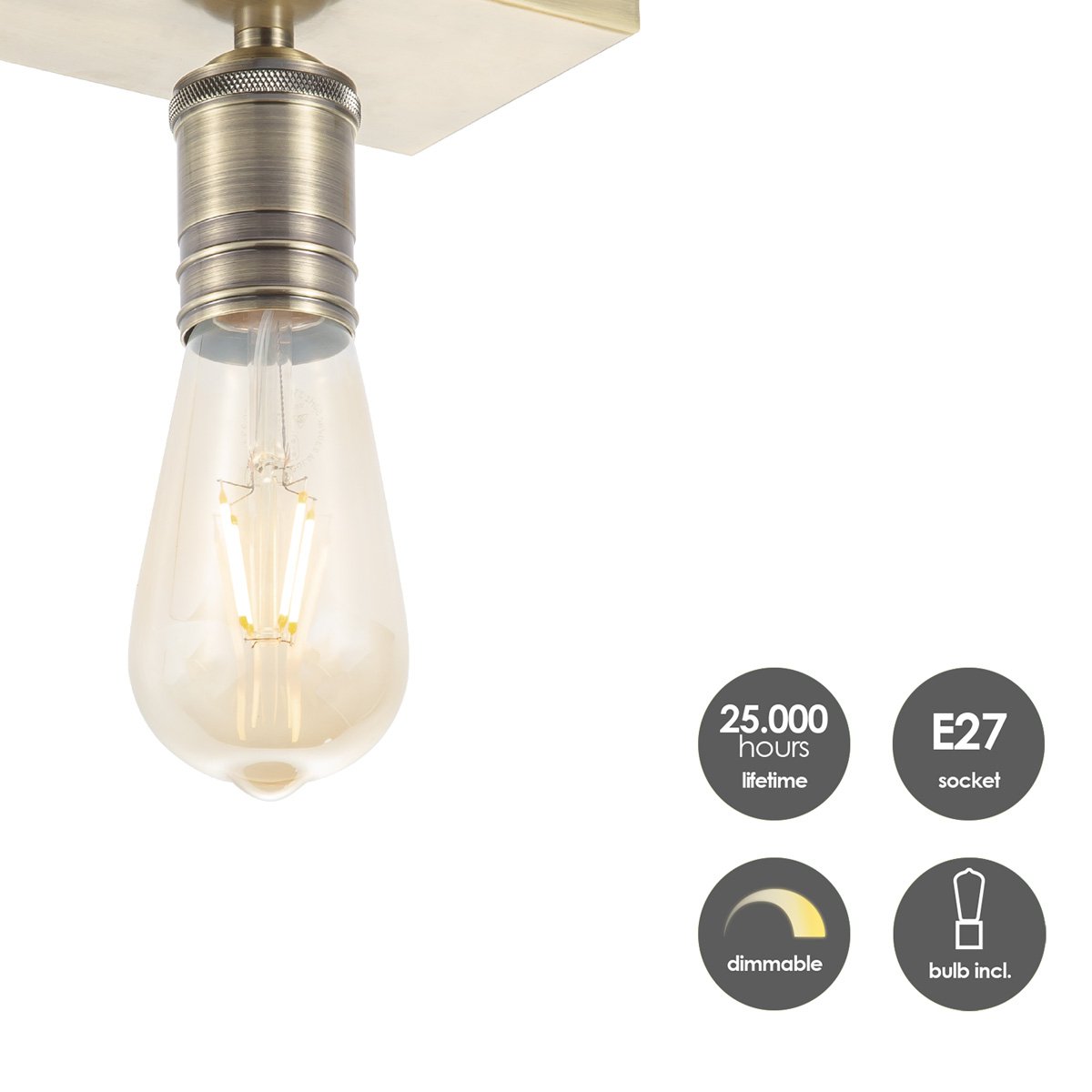 Wandspot Nitro - incl. dimbare LED lamp - messing