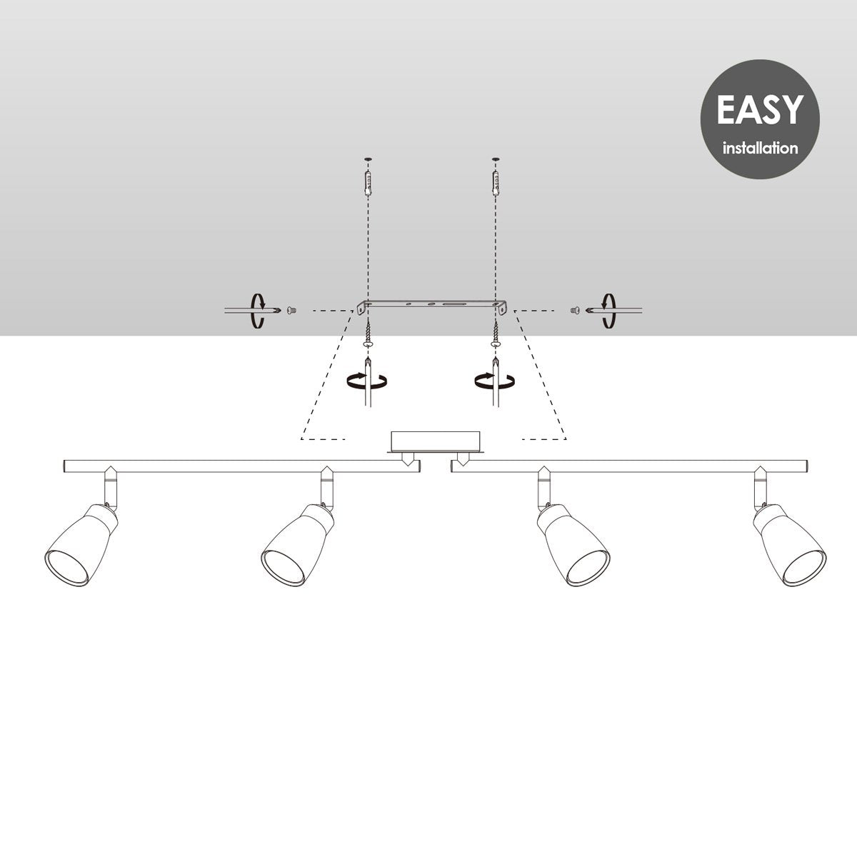 LED Surface-mounted spotlight Alba 4L - dimmable - brushed steel