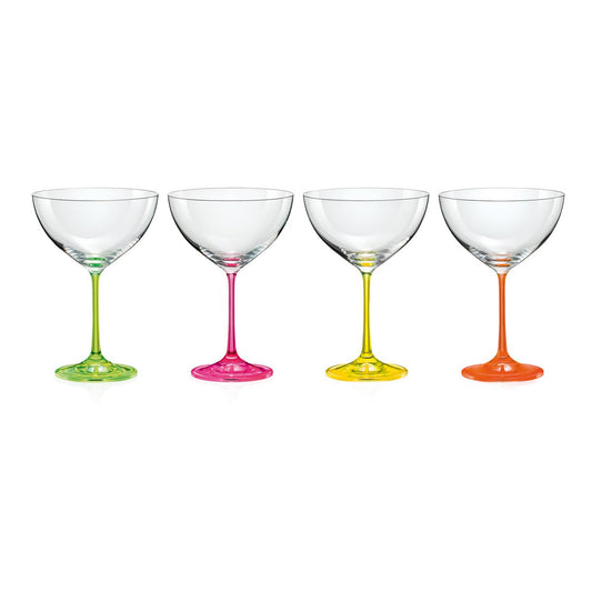 Aulica Set van 4 Neon Cocktailglazen – 340 ml