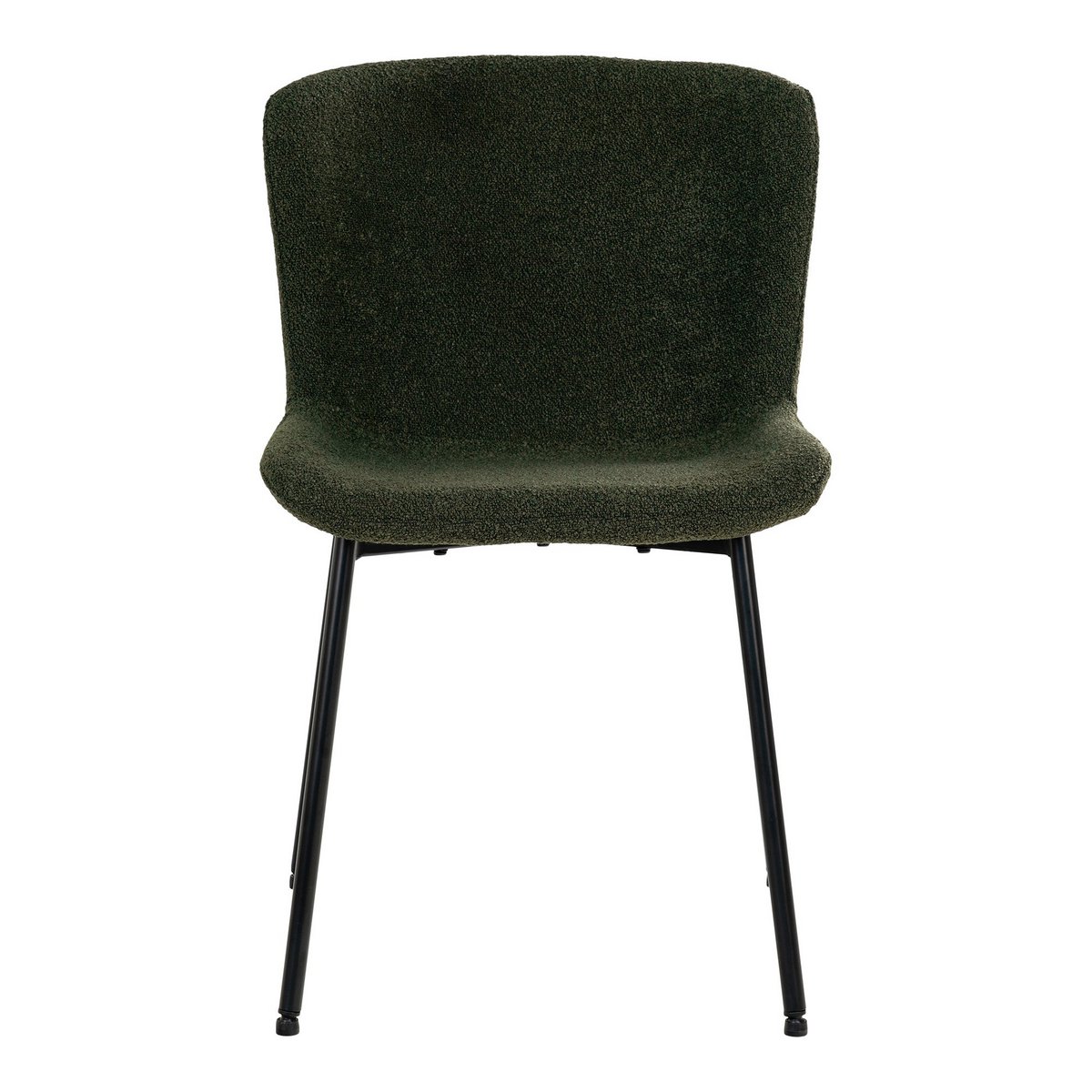 Chaise de salle à manger Maceda - Chaise de salle à manger en bouclé, vert foncé avec pieds noirs - Lot de 2