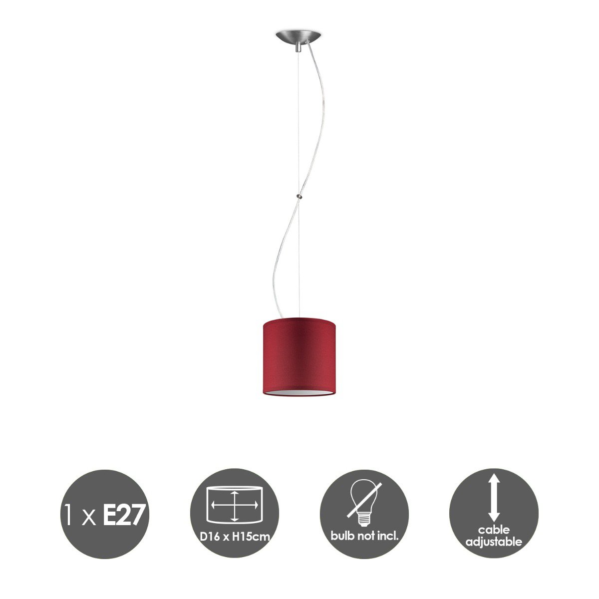 Home Sweet Home Deluxe hanging lamp with lampshade, E27, red, 16cm