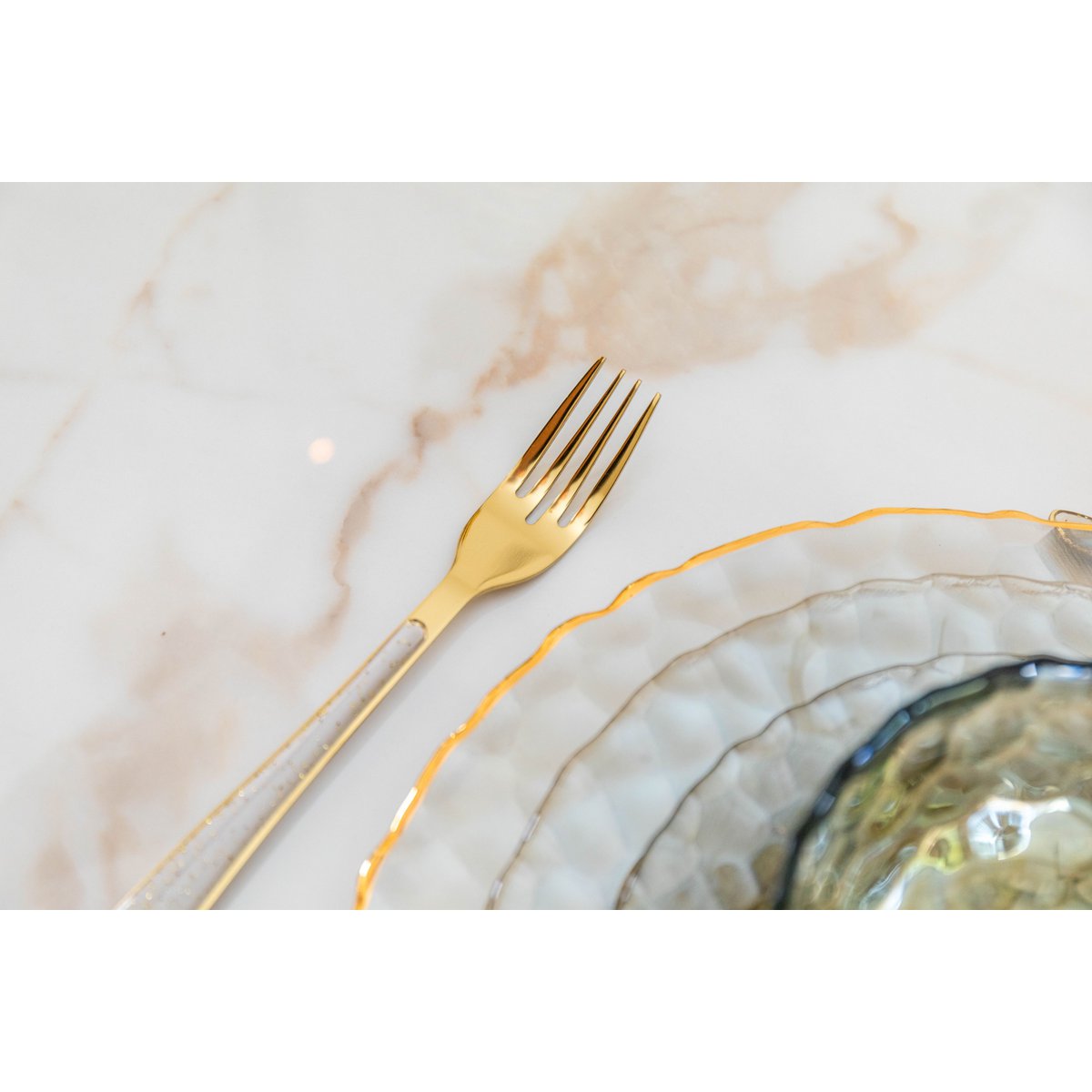 Aulica 24-delige Gouden Bestekset met Glittermouwen