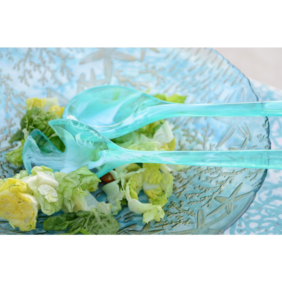 Blauwe Zeeglas Saladekom Ø33cm – Aulica | woon-meubel.nl