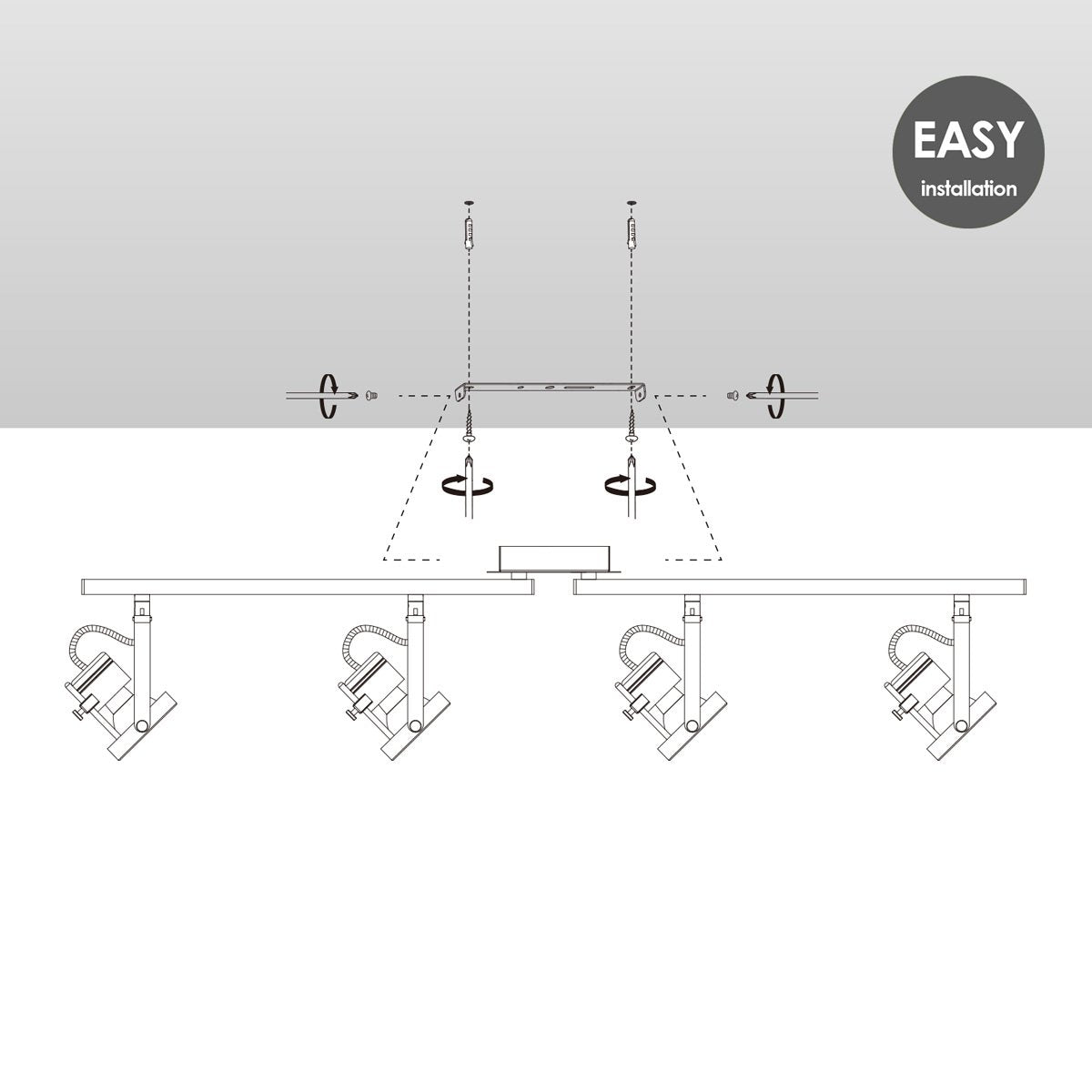 LED Surface-mounted spotlight Robo 4 - dimmable - brushed steel