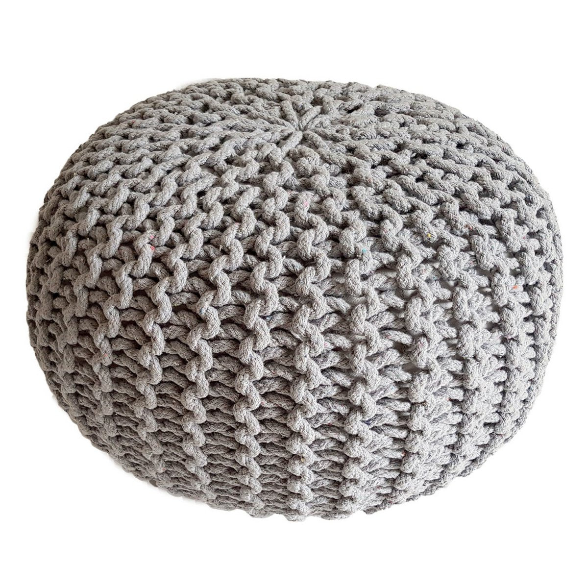 Gebreide Poef Ø 45 cm – Handgemaakt |woon-meubel.nl