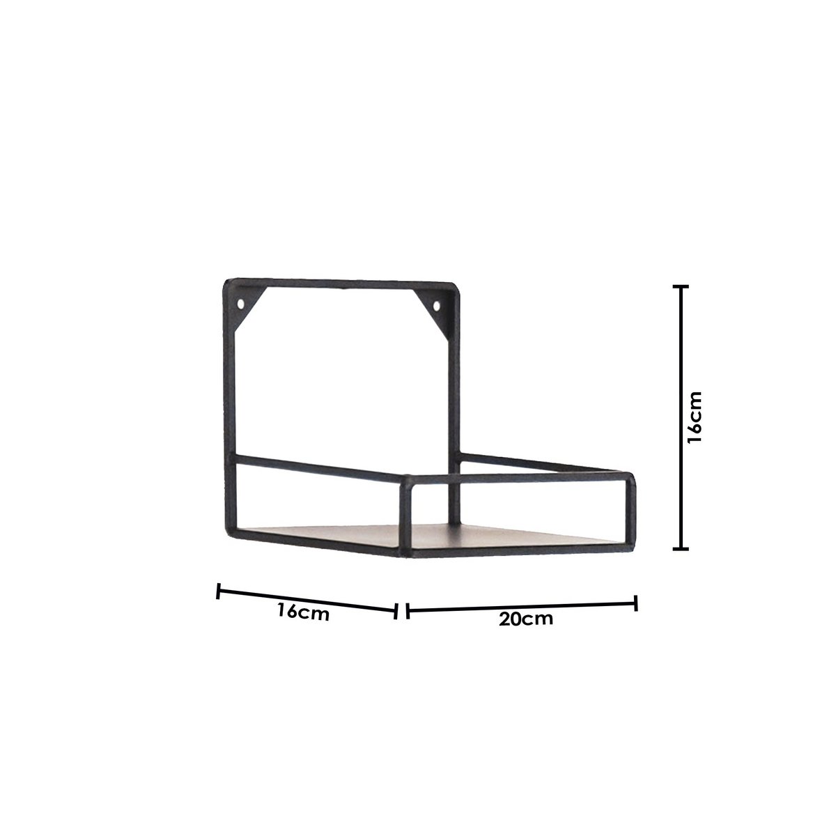 Wandplanken Set van 2 – Metaal Zwart – 20x16 & 40x16 cm