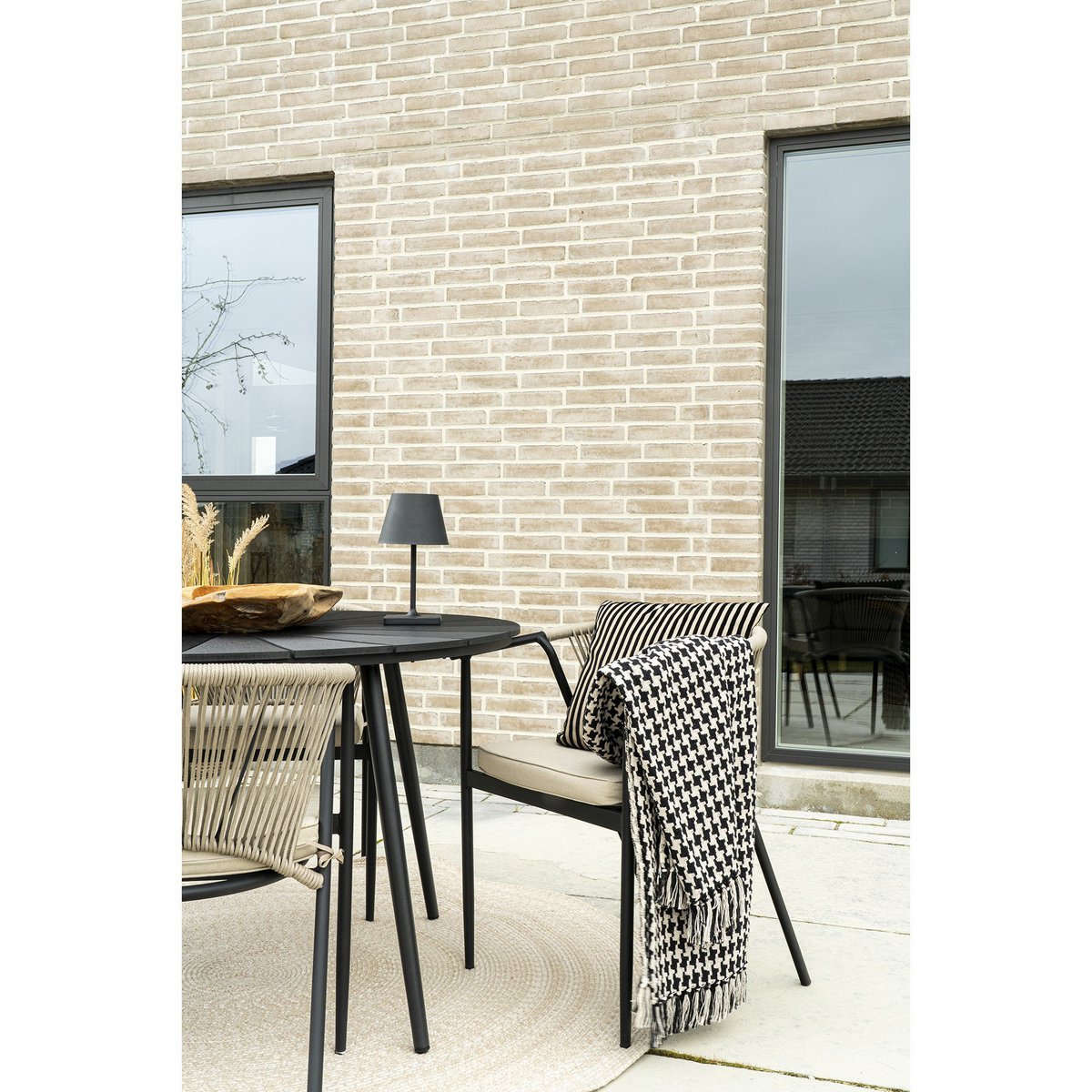Zijruit - Plaid, zwart/beige